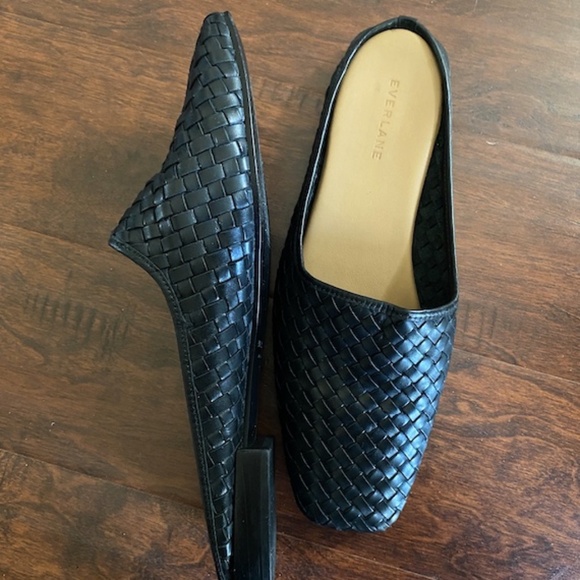 Everlane Black Woven Leather Slip On Mules Size 9.5 - Picture 4 of 13